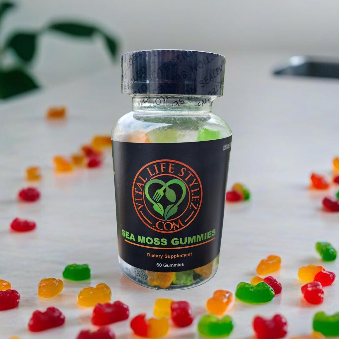 `Wild Crafted Sea Moss Gummies w/Burdock Root and Bladderwrack. (Gives all 102 vitamins and nutrients)